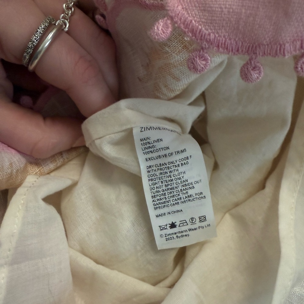 Zimmermann Pink Floral Scallop Hem Shorts with Gold Accents - Picture 4 of 4